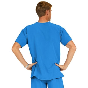 Medline Madison ave Unisex Stretch Fabric Scrub Top with 3 Pockets - Madison ave Unisex Scrub Top with 3 Pockets, Size 4XL, Royal Blue - 5515RYL4XL