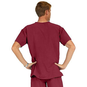 Medline Madison ave Unisex Stretch Fabric Scrub Top with 3 Pockets - Madison ave Unisex Scrub Top with 3 Pockets, Size 2XL, Wine - 5515WNEXXL