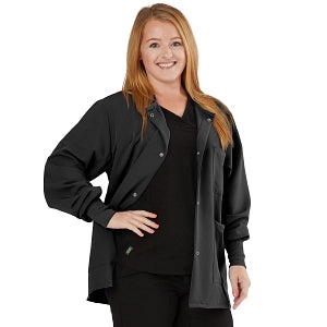 Medline Lincoln ave Unisex Stretch Fabric Scrub Jacket with 3 Pockets - Unisex Lincoln Ave. Cuffed Jacket, Black, Size M - 5542BLKM