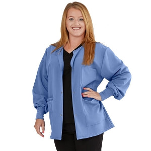 Medline Lincoln ave Unisex Stretch Fabric Scrub Jacket with 3 Pockets - Unisex Lincoln Ave. Cuffed Jacket, Ciel Blue, Size 4XL - 5542CBL4XL