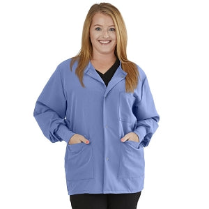 Medline Lincoln ave Unisex Stretch Fabric Scrub Jacket with 3 Pockets - Unisex Lincoln Ave. Cuffed Jacket, Ciel Blue, Size 4XL - 5542CBL4XL