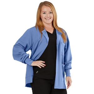 Medline Lincoln ave Unisex Stretch Fabric Scrub Jacket with 3 Pockets - Unisex Lincoln Ave. Cuffed Jacket, Ciel Blue, Size XS - 5542CBLXS