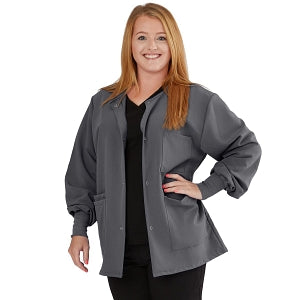 Medline Lincoln ave Unisex Stretch Fabric Scrub Jacket with 3 Pockets - Unisex Lincoln Ave. Cuffed Jacket, Charcoal, Size 4XL - 5542CHR4XL