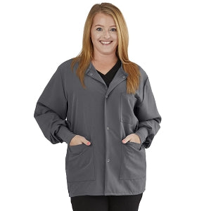 Medline Lincoln ave Unisex Stretch Fabric Scrub Jacket with 3 Pockets - Unisex Lincoln Ave. Cuffed Jacket, Charcoal, Size 4XL - 5542CHR4XL