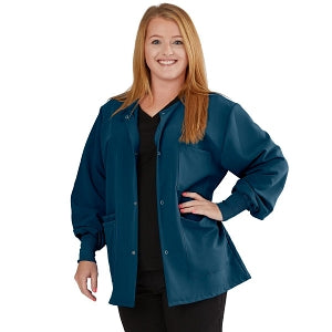 Medline Lincoln ave Unisex Stretch Fabric Scrub Jacket with 3 Pockets - Unisex Lincoln Ave. Cuffed Jacket, Caribbean Blue, Size 4XL - 5542CRB4XL