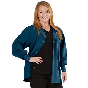 Medline Lincoln ave Unisex Stretch Fabric Scrub Jacket with 3 Pockets - Unisex Lincoln Ave. Cuffed Jacket, Caribbean Blue, Size M - 5542CRBM