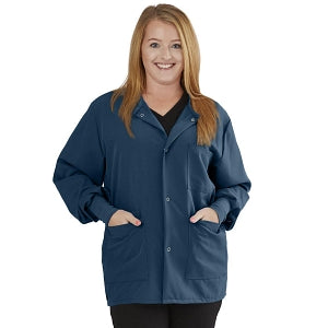 Medline Lincoln ave Unisex Stretch Fabric Scrub Jacket with 3 Pockets - Unisex Lincoln Ave. Cuffed Jacket, Caribbean Blue, Size M - 5542CRBM