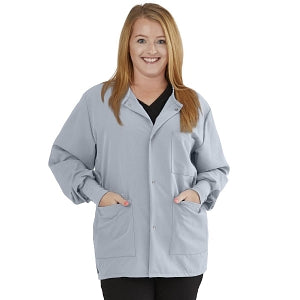 Medline Lincoln ave Unisex Stretch Fabric Scrub Jacket with 3 Pockets - Unisex Lincoln Ave. Cuffed Jacket, Light Gray, Size L - 5542GRYL