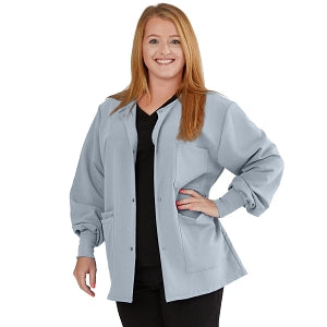 Medline Lincoln ave Unisex Stretch Fabric Scrub Jacket with 3 Pockets - Unisex Lincoln Ave. Cuffed Jacket, Light Gray, Size XS - 5542GRYXS