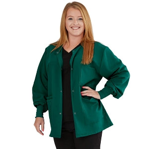 Medline Lincoln ave Unisex Stretch Fabric Scrub Jacket with 3 Pockets - Unisex Lincoln Ave. Cuffed Jacket, Hunter Green, Size XS - 5542HTRXS