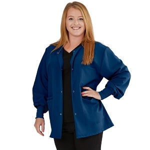 Medline Lincoln ave Unisex Stretch Fabric Scrub Jacket with 3 Pockets - Unisex Lincoln Ave. Cuffed Jacket, Navy, Size 5XL - 5542NVY5XL