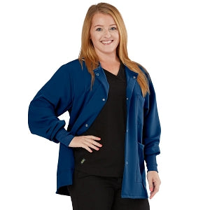 Medline Lincoln ave Unisex Stretch Fabric Scrub Jacket with 3 Pockets - Unisex Lincoln Ave. Cuffed Jacket, Navy, Size S - 5542NVYS