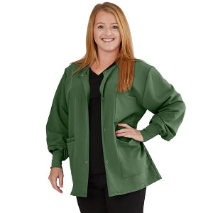 Medline Lincoln ave Unisex Stretch Fabric Scrub Jacket with 3 Pockets - Unisex Lincoln Ave. Cuffed Jacket, Olive Green, Size M - 5542OLVM