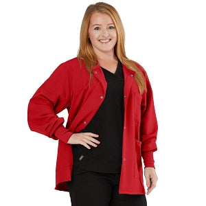 Medline Lincoln ave Unisex Stretch Fabric Scrub Jacket with 3 Pockets - Unisex Lincoln Ave. Cuffed Jacket, Red, Size 4XL - 5542RED4XL