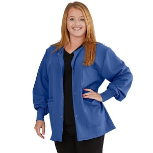 Medline Lincoln ave Unisex Stretch Fabric Scrub Jacket with 3 Pockets - Unisex Lincoln Ave. Cuffed Jacket, Royal Blue, Size 4XL - 5542RYL4XL