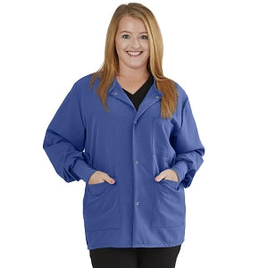 Medline Lincoln ave Unisex Stretch Fabric Scrub Jacket with 3 Pockets - Unisex Lincoln Ave. Cuffed Jacket, Royal Blue, Size 4XL - 5542RYL4XL