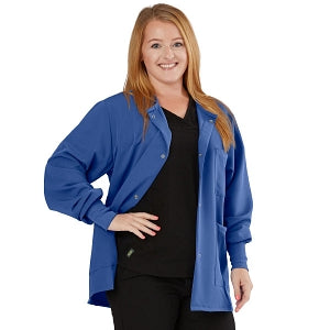 Medline Lincoln ave Unisex Stretch Fabric Scrub Jacket with 3 Pockets - Unisex Lincoln Ave. Cuffed Jacket, Royal Blue, Size XS - 5542RYLXS