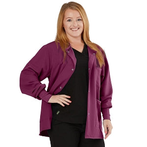 Medline Lincoln ave Unisex Stretch Fabric Scrub Jacket with 3 Pockets - Unisex Lincoln Ave. Cuffed Jacket, Wine, Size 4XL - 5542WNE4XL