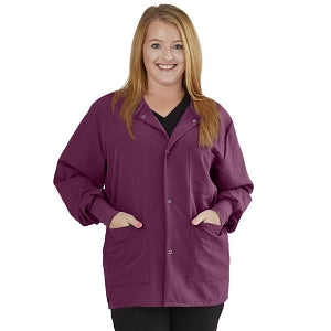 Medline Lincoln ave Unisex Stretch Fabric Scrub Jacket with 3 Pockets - Unisex Lincoln Ave. Cuffed Jacket, Wine, Size 4XL - 5542WNE4XL