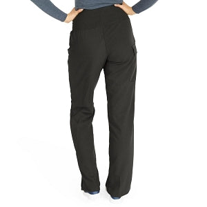 Medline Ocean Ave Women's Stretch Fabric Support Waistband Scrub Pants - Ocean ave Women's Support Waistband Scrub Pants with Cargo Pocket, Size M Tall Inseam, Black - 5560BLKMT