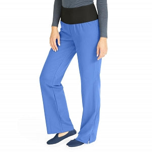 Medline Ocean Ave Women's Stretch Fabric Support Waistband Scrub Pants - Ocean ave Women's Support Waistband Scrub Pants with Cargo Pocket, Size L Regular Inseam, Ceil Blue - 5560CBLL