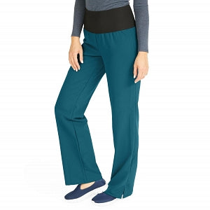 Medline Ocean Ave Women's Stretch Fabric Support Waistband Scrub Pants - Ocean ave Women's Support Waistband Scrub Pants with Cargo Pocket, Size L Petite Inseam, Caribbean Blue - 5560CRBLP