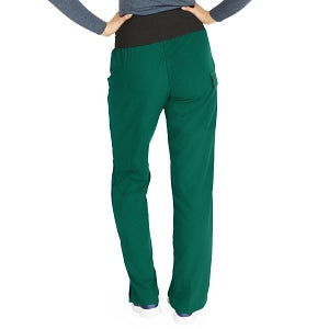 Medline Ocean Ave Women's Stretch Fabric Support Waistband Scrub Pants - Ocean ave Women's Support Waistband Scrub Pants with Cargo Pocket, Size L Petite Inseam, Hunter Green - 5560HTRLP