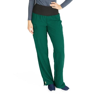 Medline Ocean Ave Women's Stretch Fabric Support Waistband Scrub Pants - Ocean ave Women's Support Waistband Scrub Pants with Cargo Pocket, Size L Petite Inseam, Hunter Green - 5560HTRLP