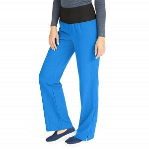 Medline Ocean Ave Women's Stretch Fabric Support Waistband Scrub Pants - Ocean ave Women's Support Waistband Scrub Pants with Cargo Pocket, Size L Tall Inseam, Royal Blue - 5560RYLLT