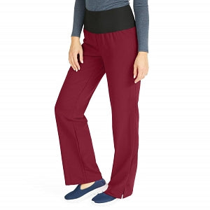 Medline Ocean Ave Women's Stretch Fabric Support Waistband Scrub Pants - Ocean ave Women's Support Waistband Scrub Pants with Cargo Pocket, Size L Petite Inseam, Wine - 5560WNELP