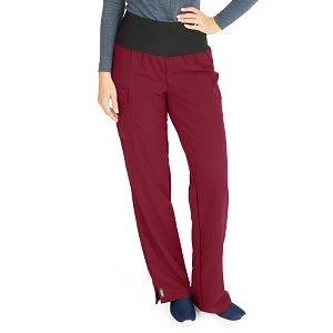 Medline Ocean Ave Women's Stretch Fabric Support Waistband Scrub Pants - Ocean ave Women's Support Waistband Scrub Pants with Cargo Pocket, Size L Tall Inseam, Wine - 5560WNELT