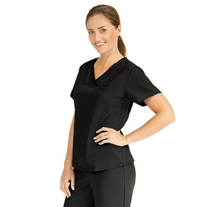 Medline Michigan ave Women's Yoga-Style Stretch Scrub Top with 1 Pocket - Michigan ave Women's Yoga-Style Stretch Scrub Top with 1 Pocket, Size L, Black - 5564BLKL