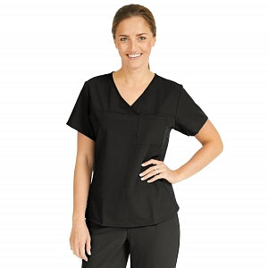 Medline Michigan ave Women's Yoga-Style Stretch Scrub Top with 1 Pocket - Michigan ave Women's Yoga-Style Stretch Scrub Top with 1 Pocket, Size L, Black - 5564BLKL