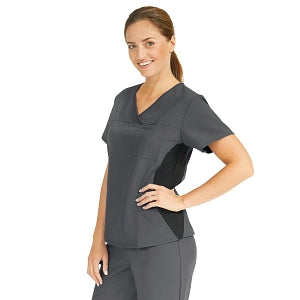 Medline Michigan ave Women's Yoga-Style Stretch Scrub Top with 1 Pocket - Michigan ave Women's Yoga-Style Stretch Scrub Top with 1 Pocket, Size L, Charcoal - 5564CHRL