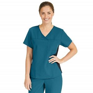 Medline Michigan ave Women's Yoga-Style Stretch Scrub Top with 1 Pocket - Michigan ave Women's Yoga-Style Stretch Scrub Top with 1 Pocket, Size M, Caribbean Blue - 5564CRBM