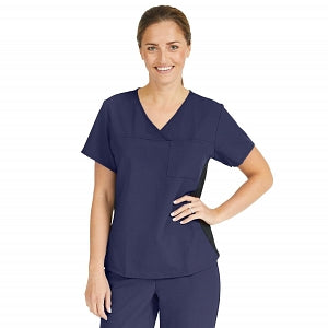 Medline Michigan ave Women's Yoga-Style Stretch Scrub Top with 1 Pocket - Michigan ave Women's Yoga-Style Stretch Scrub Top with 1 Pocket, Size XL, Navy - 5564NVYXL