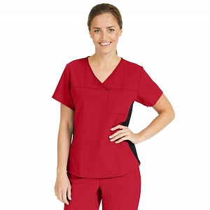 Medline Michigan ave Women's Yoga-Style Stretch Scrub Top with 1 Pocket - Michigan ave Women's Yoga-Style Stretch Scrub Top with 1 Pocket, Size L, Red - 5564REDL