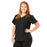 Medline California ave Women's Yoga-Style Stretch Scrub Top with Pockets - California Ave Scrub Top, Yoga with Pockets, Black, Size L - 5565BLKL