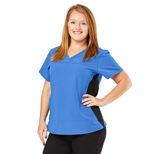 Medline California ave Women's Yoga-Style Stretch Scrub Top with Pockets - California Ave Scrub Top, Yoga with Pockets, Ceil Blue, Size M - 5565CBLM