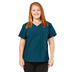 Medline California ave Women's Yoga-Style Stretch Scrub Top with Pockets - California Ave Scrub Top, Yoga with Pockets, Size L - 5565CRBL