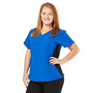 Medline California ave Women's Yoga-Style Stretch Scrub Top with Pockets - California Ave Scrub Top, Yoga with Pockets, Royal, Size L - 5565RYLL