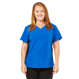 Medline California ave Women's Yoga-Style Stretch Scrub Top with Pockets - California Ave Scrub Top, Yoga with Pockets, Royal, Size XL - 5565RYLXL