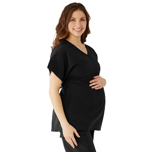 Medline Charlotte ave Women's Maternity Scrub Top - Charlotte ave Maternity Scrub Top, Size L, Black - 5568BLKL