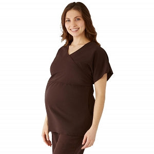 Medline Charlotte ave Women's Maternity Scrub Top - Charlotte ave Maternity Scrub Top, Size L, Chocolate - 5568CHCL