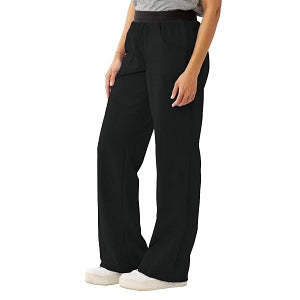 Medline Pacific ave Women's Stretch Fabric Wide Waistband Scrub Pants - Pacific ave Women's Wide Waistband Scrub Pants with Cargo Pocket, Size M Petite Inseam, Black - 5570BLKMP