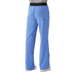 Medline Pacific ave Women's Stretch Fabric Wide Waistband Scrub Pants - Pacific ave Women's Wide Waistband Scrub Pants with Cargo Pocket, Size L Petite Inseam, Ceil Blue - 5570CBLLP