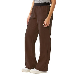 Medline Pacific ave Women's Stretch Fabric Wide Waistband Scrub Pants - Pacific ave Women's Wide Waistband Scrub Pants with Cargo Pocket, Size L Petite Inseam, Chocolate - 5570CHCLP