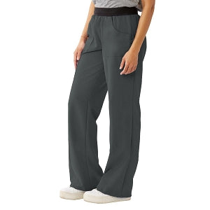 Medline Pacific ave Women's Stretch Fabric Wide Waistband Scrub Pants - Pacific ave Women's Wide Waistband Scrub Pants with Cargo Pocket, Size L Petite Inseam, Charcoal - 5570CHRLP