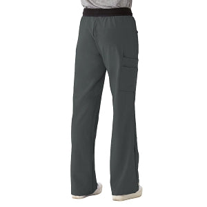 Medline Pacific ave Women's Stretch Fabric Wide Waistband Scrub Pants - Pacific ave Women's Wide Waistband Scrub Pants with Cargo Pocket, Size L Petite Inseam, Charcoal - 5570CHRLP