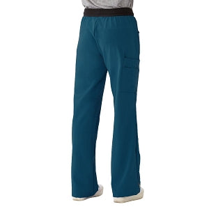 Medline Pacific ave Women's Stretch Fabric Wide Waistband Scrub Pants - Pacific ave Women's Wide Waistband Scrub Pants with Cargo Pocket, Size L Petite Inseam, Caribbean Blue - 5570CRBLP